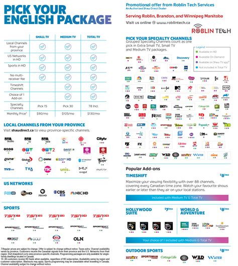 shaw tv programming packages.